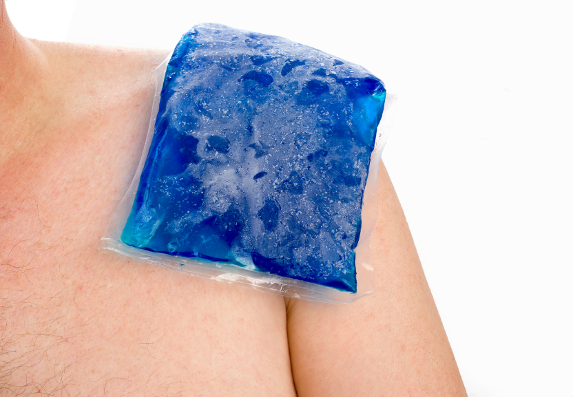 Using ice or heat to treat pain or injury.
